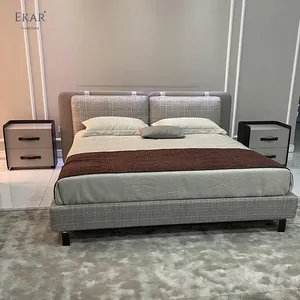 Cama king size de luxo com tela grande novo design, cama designer moderna e confortável | Cama designer de luxo