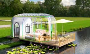 Dôme <span class=keywords><strong>de</strong></span> tente en polycarbonate <span class=keywords><strong>de</strong></span> style hôtel moderne avec revêtement anti-UV, <span class=keywords><strong>toit</strong></span> triangulaire/<span class=keywords><strong>plat</strong></span>/incliné, hébergement extérieur chinois, salle à manger, cuisine - Product Image 2