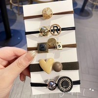 YANE Trendy Korea Set Aksesoris Rambut 5 Buah dengan Mutiara, Karet Elastis, Bahan Logam & Plastik