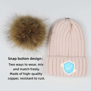 Bonnet surdimensionné avec pompon de 19 cm, bouton-pression, 2 styles de port, bonnet en tricot d'hiver unisexe, réglable, pour usage extérieur - Product Image 5
