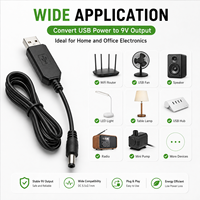 Câble d'alimentation USB-A vers DC 5.5 2.1 avec surtension 5V vers 9V 2A, cœur CCA pour routeur, ventilateur, lumière LED, haut-parleur et autres appareils
