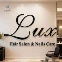 Enseigne murale de réception pour salon de beauté intérieur, décor rétroéclairé LED, miroir doré en acrylique, logo 3D personnalisable, éclairage publicitaire