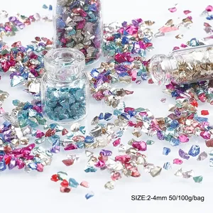 เม็ดแก้วสีสแตนเลสขนาด 50-100 กรัม/ถุง สำหรับตกแต่งเรซิ่น DIY งานหล่อเรซิ่นอีพ็อกซี่ คริสตัลรูปทรงไม่สม่ำเสมอ สำหรับตกแต่งเล็บ - Product Image 4