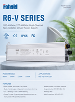 Alimentation LED étanche non isolée à entrée CA 200-480V, contrôle indépendant double canal, gradation, indice de protection IP65 pour éclairage public