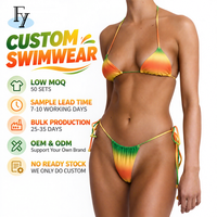 Maillot de bain sexy personnalisé pour femmes, imprimé coloré, vente chaude, maillots de bain dos nu, ensemble bikini à lanières deux pièces