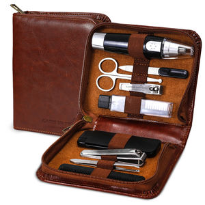 Essential 10pcs Kit <span class=keywords><strong>de</strong></span> toilettage <span class=keywords><strong>de</strong></span> voyage Kit <span class=keywords><strong>de</strong></span> manucure pédicure avec étui <span class=keywords><strong>de</strong></span> transport idéal pour les hommes fête des pères anniversaire noël - Product Image 1