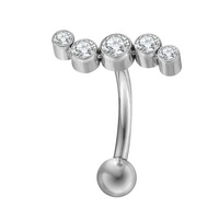 Vente en gros de barres transparentes en titane G23 ASTM F136 pour piercing de sourcil avec boule CZ pour femme