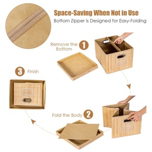 Durabilidad y ahorro de espacio cesta de almacenamiento plegable de bambú natural decoración orgánica del hogar con jacinto de agua al por mayor - Product Image 2