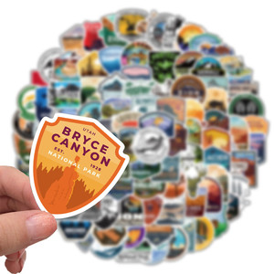 Adesivo del parco nazionale da 100 pezzi, adesivi per escursioni in <span class=keywords><strong>campeggio</strong></span> con avventura nella natura all'aperto, decalcomanie per adesivi da viaggio in vinile impermeabile - Product Image 3