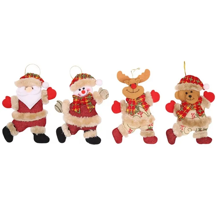 Regalo di capodanno decorazione natalizia appesa albero di natale bambola ornamento peluche orso pupazzo di neve babbo natale bambola di cervo di natale