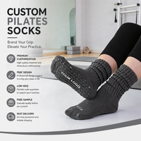 Chaussettes de yoga jacquard pour femmes avec revers côtelé souple, en coton, antidérapantes, pour Pilates et Barre