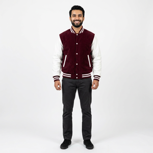 Varsity <b>Jacket</b> Made With Faux <b>Leather</b> Sleeves Classic Two Tone Look Designed For College CollegeBaseballjacket for <b>men</b> - Product Image 1