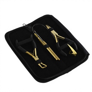 Stainless Steel Hair Extension Tools Kit Micro <b>Beads</b> Hair Extension Plier Pulling Loop Tool hooks with C Type <b>Needles</b> - Golden - Product Image 1