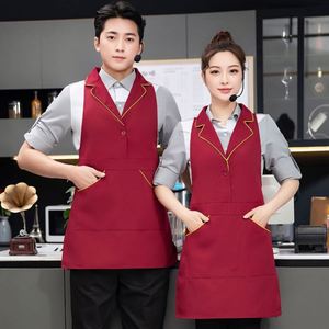 เสื้อกั๊กเชฟเซ็กซี่แบบสวมใส่ได้ สีแดงเบอร์กันดี สำหรับงานครัว บริกร ผ้ากันเปื้อนสำหรับงานครัว  รับสกรีนโลโก้ ไซส์ 3X - Product Image 1