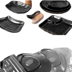 Assiettes en mélamine noires de forme irrégulière, petits plats pour hôtels, cafés, salons de thé, design uni - Product Image 3