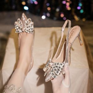 6CM/8CM/10CM New Model Zapatos De Mujer Slingback Rhinestone <b>Closed</b> <b>Toe</b> Stiletto <b>Heels</b> for Women Ladies Pumps - Product Image 5