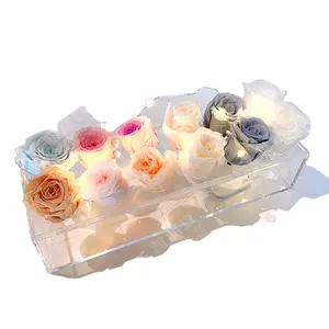 Wholesale Custom Transparent Floral Centerpiece Removable Porous Acrylic Flower Box For Rose Display