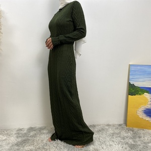 6435-1# New Winter <b>Dress</b> Sweater Material Slim Sleeves Fashionable Warm Muslim Women Classy Long <b>Dress</b> - Product Image 2