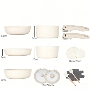 Top Aluminum Cookware <b>Set</b> Non-Stick 13 Pcs Pots <b>Pans</b> Cool Handles - Product Image 6