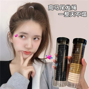 High Elastic Hair Tie For Women Nylon Knitted Rubber Band Daily Use Black And Macaron Colors One Tube Each - Product Image 3