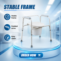 Chaise de toilette contemporaine avec revêtement en poudre pour la rééducation, idéale pour les personnes âgées, les femmes enceintes, les seniors et les personnes handicapées - Portable, capacité 100 kg