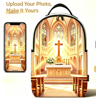 Sac à dos personnalisé sans minimum de commande (MOQ) avec impression photo POD – Créez votre propre sac à dos avec image d'église, religieux chrétien, Pâques, souvenir