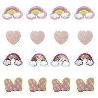 Patchs thermocollants en chenille à broderie de paillettes pour filles, motif arc-en-ciel, accessoires mignons pour vêtements, chapeaux et jeans