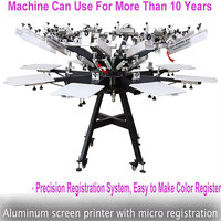 Machine à sérigraphie textile rotative pour t-shirts, ensemble complet de 8 couleurs, 8 stations, manuelle, bricolage, ensemble complet
