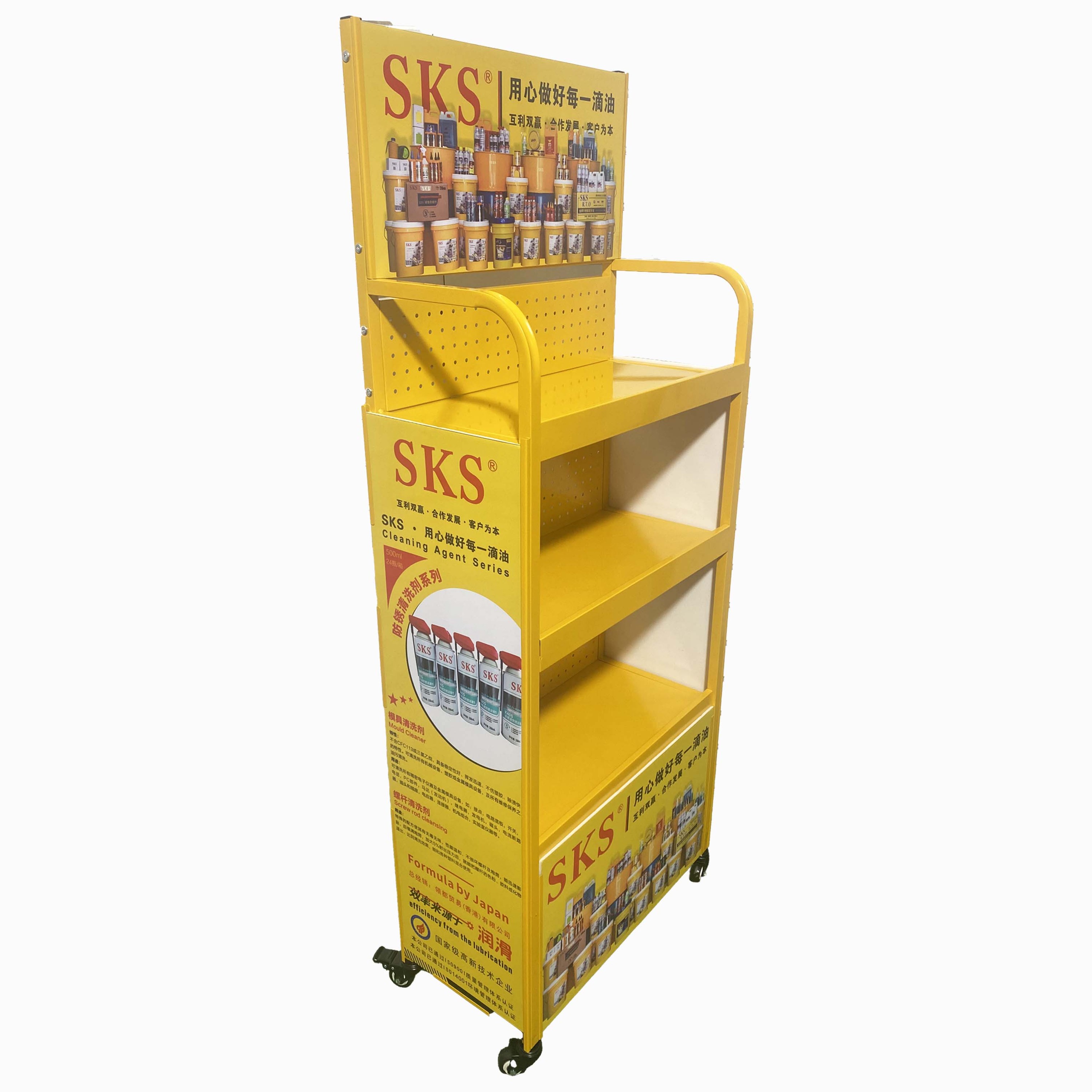 Apache Auto Maintenance Oil Display Stand 3 Tier Metal Display Racks for 4S Car Sale Shop