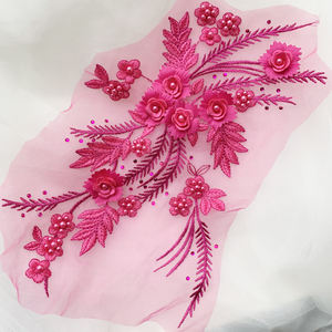 DELACE coloré médaillon appliqué avec perles broderie florale dentelle robe de mariée accessoires - Product Image 6