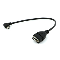Échantillon gratuit Câble Micro-USB personnalisé Mini USB 2.0 A femelle à angle droit de 90 degrés avec gaine en PVC et blindage tressé pour appareils photo et ordinateurs