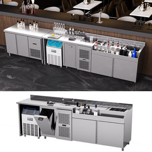 محطة بار كوكتيل من الفولاذ المقاوم للصدأ بتصميم عصري ووظائف كاملة مع ثلاجة على الطراز الأوروبي - Product Image 1