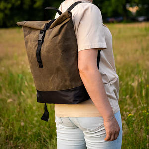 Logo personnalisé 15 pouces ordinateur portable sac à dos décontracté en toile cirée imperméable toile sport sac à dos extérieur - Product Image 2