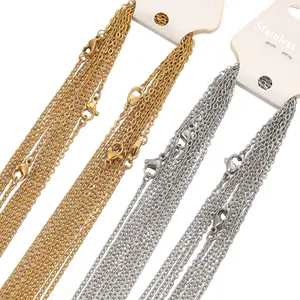 10 pz/lotto 50cm in acciaio inox catene a maglie collane cubane catene incrociate accessori fai da te regali gioielli d'oro fare all'ingrosso - Product Image 1
