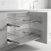 Fabriqué en Chine, design moderne, panier coulissant en acier inoxydable pour armoire de cuisine, organiseur d'ustensiles en acier inoxydable argenté, 1 pièce