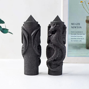 Venta al por mayor de Shungita Pulida Tallada a Mano, Varita de Piedra Curativa, Punta de Cristal, Torre de Dragón de Shungita, Colección de Especímenes Minerales - Product Image 4