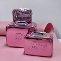 Private Label Grande trousse de maquillage de luxe Trousse de toilette étanche avec fermeture éclair et logo personnalisé Sac de rangement pour cosmétiques pour femmes