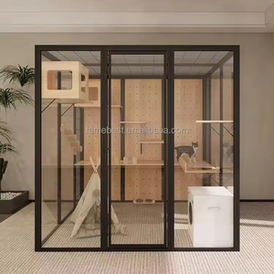 Lüks kedi evi yüksek kaliteli büyük uzay ile kapı ahşap kedi evi ahşap kedi kafesi pet için - Product Image 1