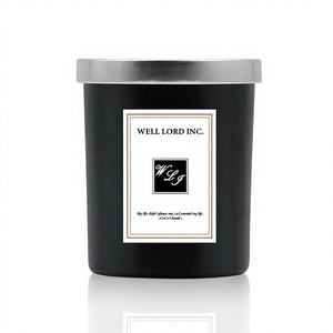 Frasco cilíndrico de vidrio negro de lujo de 320 ml para velas aromáticas, decoración navideña para el hogar con serigrafía. - Product Image 1