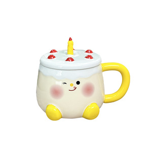 High Aesthetic Japanese Retro Hand-Painted Cake Shape Ceramic Mug 300ml Capacity Sustainable Coffee Mug Cute Creative Water <b>Cup</b> - Product Image 2