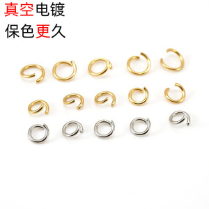 Stainless Steel Open Ring Jewelry Findings For Bracelet Making Round Shape Plated DIY Accessories Z322 - Product Image 3