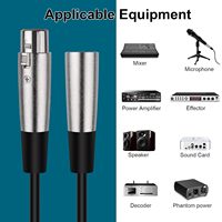 Câble micro XLR en nylon fin haut de gamme OEM d'usine, 1m, cuivre sans oxygène pour application microphone d'enregistrement sur ordinateur et appareil photo reflex numérique