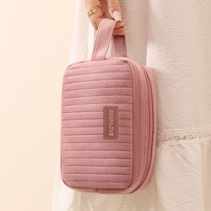Sac de <span class=keywords><strong>maquillage</strong></span> portable en velours personnalisé MKW4316 avec logo, sac de rangement de voyage avec poignée, trousse de toilette grande capacité, pochette cosmétique pour femmes - Product Image 6