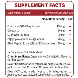 OEM Coenzima Q10 (Ubiquinona) con cápsulas PQQ, BioPerine y Omega-3 para alta absorción, antioxidante, soporte para el corazón y la energía - Product Image 2