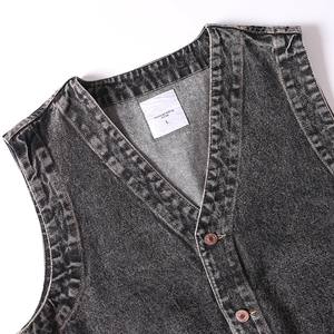 Chaleco Cargo Vaquero Retro para Hombre, Otoño, Algodón Lavado, Multibolsillos, Cuello en V, Casual, Transpirable, para Exteriores - Product Image 3