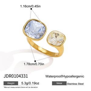 Wholesale Adjustable Stainless Steel with <b>Crystal</b> Finger <b>Ring</b> for Women Waterproof Bulk Accessories on Hand Fashion Jewelry Gift - Product Image 2