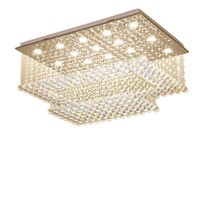 Lustre suspendu moderne transfrontalier en acier inoxydable à LED multi-têtes avec cristaux de luxe, DC 36V pour salon