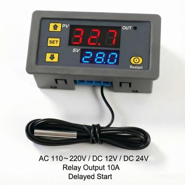 W3230 Digital LED Display DC 12V 24V AC110-220V Egg Incubator Thermostat Temperature Controller with NTC Sensor 1m Wire