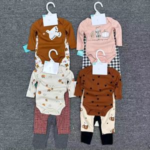 All'ingrosso abbigliamento per bambini 0-1 anno pagliaccetto a manica lunga con <span class=keywords><strong>pantaloni</strong></span> stile Casual 100% cotone chiusura a bottone per l'estate - Product Image 3