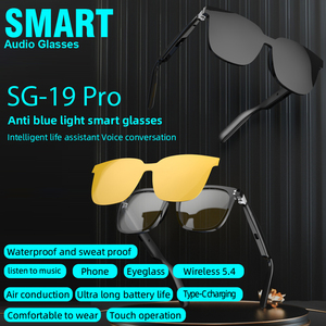 Lunettes de soleil audio intelligentes SG-19 3-en-1 avec écouteurs sans fil TWS, double puce BT 5.4 pour appels et musique, avec verres magnétiques - Product Image 2
